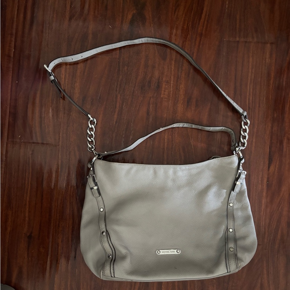 Michael Kors Gray Leather Shoulder Bag